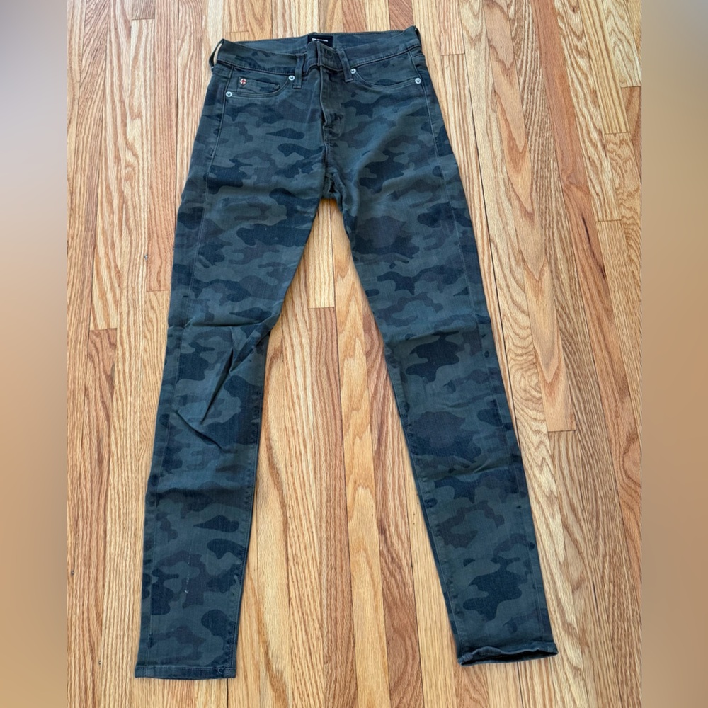 Hudson High Rise Skinny Jeans Green Camouflage